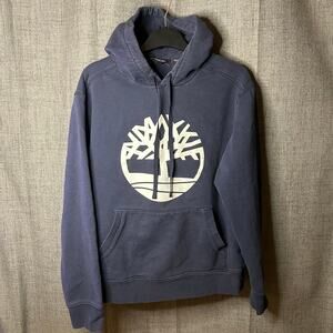 Timberland Big Logo Hoodie Women's Size Medium Navy